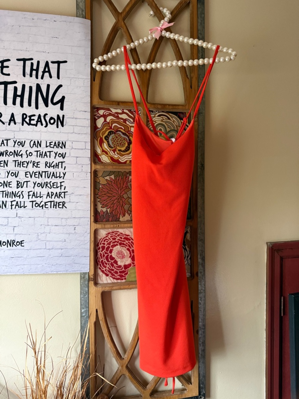 B Darlin Vibrant Orange Cowl Neck Mini Slip Dress